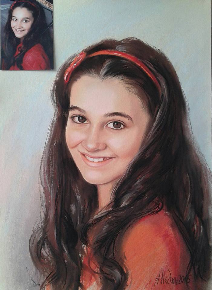 Портрет на Момиче Сух Пастел Ангелина Недин 2016